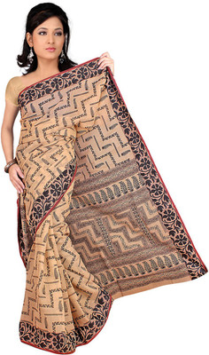 

Desi Butik Embroidered Fashion Silk Saree(Beige)