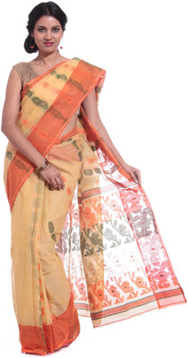 

Adaab Self Design Tant Cotton Saree(Orange)