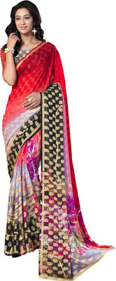 

Parisha Printed Daily Wear Georgette Saree(Red, Black)