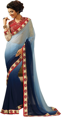 

Lovelylook Embroidered Fashion Georgette Saree(Blue)