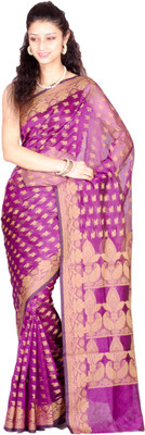 

Chandrakala Self Design Banarasi Cotton Saree(Multicolor), Purple