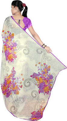 

Indian Wear Online Printed Fashion Chiffon Saree(White)