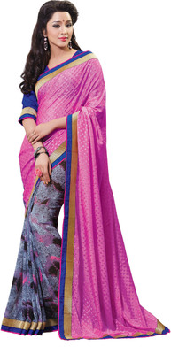 

Khoobee Self Design Fashion Georgette Saree(Pink)