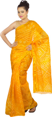 

Jaipur Kurti Printed Bandhani Art Silk Saree(Yellow)