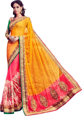 

Brijraj Embroidered Fashion Georgette Saree(Pink, Yellow)