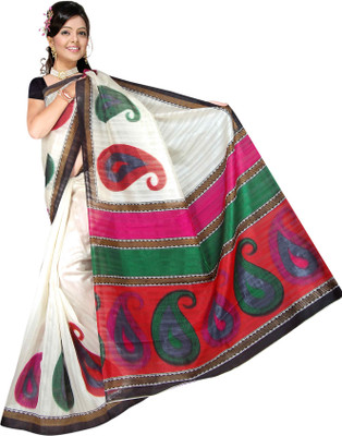

Khoobee Printed Fashion Silk Saree(White, Pink, Multicolor), Multicolor;pink;white