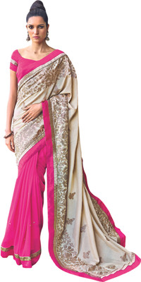 

Vishal Self Design Fashion Georgette Saree(Pink), Cream+pink