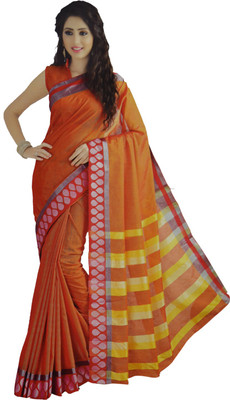

Neshkaar Striped Bollywood Cotton Saree(Multicolor)