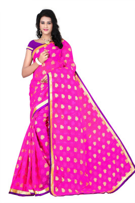 

Weavedeal Embellished Fashion Brocade Saree(Pink)