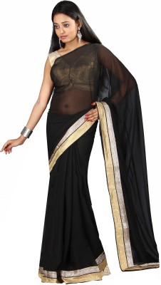 

Anushree Saree Solid Fashion Chanderi Saree(Multicolor), Black