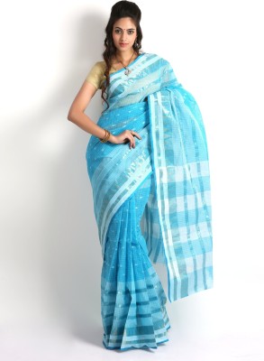 

Purabi Woven Tangail Handloom Cotton Saree(Blue)