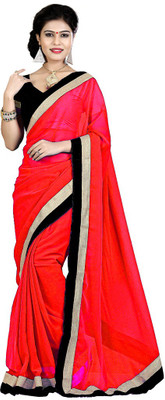 

Indian Wear Online Plain Fashion Chiffon Saree(Red)
