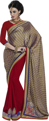 

Desi Butik Self Design Fashion Crepe Saree(Gold)
