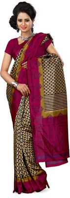 

Urban Vastra Floral Print Fashion Raw Silk Saree(Beige)