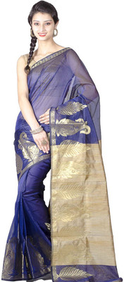 

Chandrakala Woven Banarasi Banarasi Silk Saree(Dark Blue)