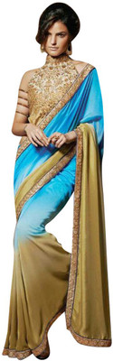 

Dancing Girl Embroidered Bollywood Chiffon Saree(Blue)