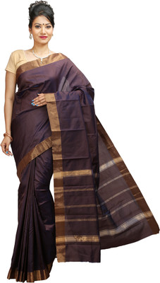 JISB Solid Kanjivaram Art Silk Saree(Brown) available at flipkart for Rs.399
