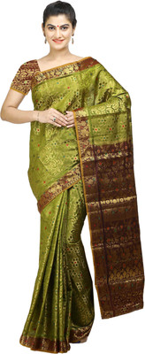 

Mimosa Woven Kanjivaram Art Silk Saree(Green), Olive