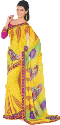 

K D Collection Printed Daily Wear Georgette Saree(Pink), Multicolor