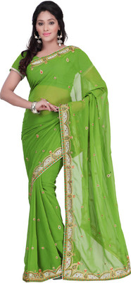 

Desi Butik Embroidered Fashion Art Silk Saree(Green)