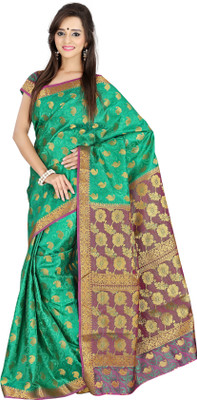 

Mimosa Woven Kanjivaram Handloom Art Silk Saree(Green), Green*rani