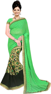 

Avaran fashion Printed Bollywood Georgette Saree(Green), Dark green
