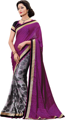 

Khoobee Self Design Fashion Chiffon Saree(Purple)