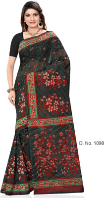 

Indianbeauty Striped, Printed Fashion Cotton Saree(Black)