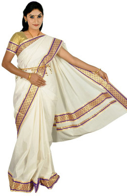 

Fashionkiosks Self Design Balarampuram Handloom Cotton Saree(Multicolor), Cream
