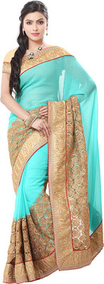 

Ishin Embellished Fashion Georgette Saree(Blue), Firozi