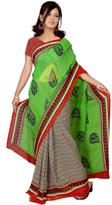 

Vardan Prints Printed Bollywood Synthetic Georgette Saree(Green, Black), Black;green