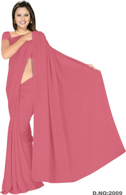 

Vardan Prints Plain Bollywood Chiffon Saree(Pink)