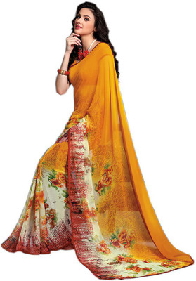 

Party Wear Dresses Printed Fashion Pure Chiffon Saree(Yellow)