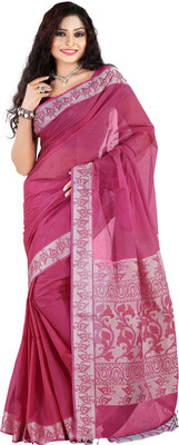 

Roopkala Silks Solid, Printed Gadwal Handloom Cotton Saree(Pink)