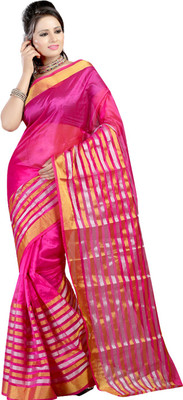 

Ansu Fashion Plain Fashion Silk Saree(Pink)