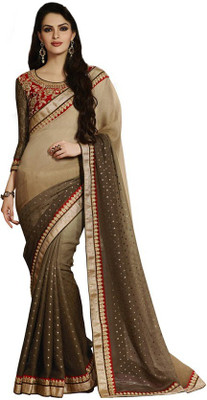 

Kintu Designs Pvt. Ltd. Solid Fashion Georgette Saree(Beige)