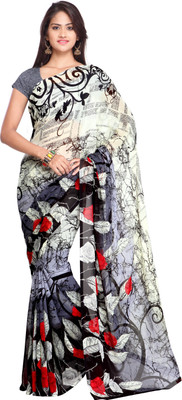

Ligalz Printed Fashion Handloom Georgette Saree(Grey), Gray