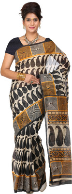 

Rightshape Printed Bollywood Polycotton Saree(Black)