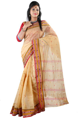 

Hawai Solid Tant Handloom Cotton Saree(Beige)