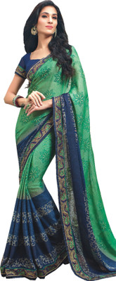 

Vishal Self Design Bollywood Chiffon Saree(Green, Blue), Blue;green