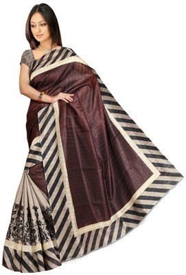 

Kesar Sarees Printed Bhagalpuri Art Silk Saree(Brown)