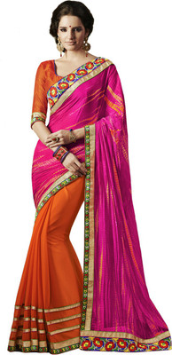 

Desi Butik Self Design Fashion Chiffon Saree(Orange)
