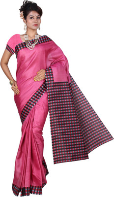 

Kanheyas Printed Daily Wear Handloom Khadi, Silk Cotton Blend Saree(Pink)