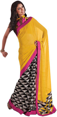

Party Wear Dresses Printed Fashion Pure Chiffon Saree(Yellow)