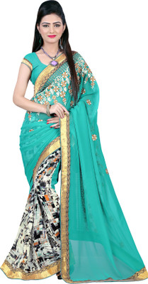 

Khoobee Self Design, Embroidered Fashion Georgette Saree(Multicolor)