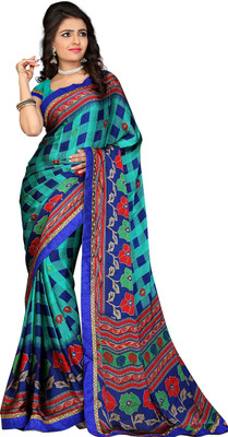 

Khoobee Self Design, Printed Fashion Satin, Chiffon Saree(Green, Multicolor)