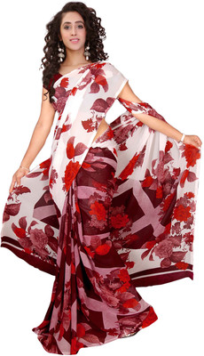 

Khoobee Self Design, Printed Fashion Georgette Saree(White, Maroon, Multicolor), Maroon;multicolor;white