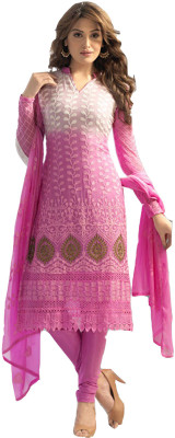 

V And V Shop Chiffon Embroidered Salwar Suit Dupatta Material(Un-stitched), Pink