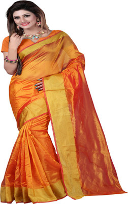 

Sanju Sarees Solid Fashion Art Silk Saree(Orange)