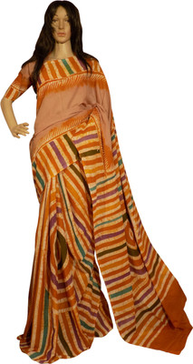 

KheyaliBoutique Geometric Print Hand Batik Handloom Cotton Saree(Multicolor)
